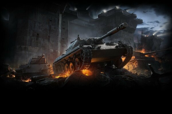 The world of tanks - flame, sky, iron