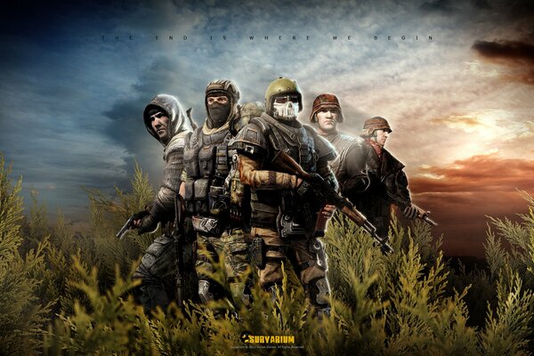 Squad with weapons from the game survarium