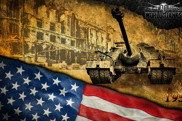 Картинка т95 с америкаским флагом из игры мир танков