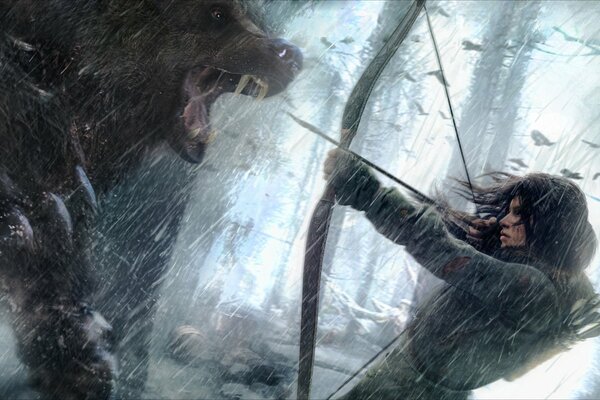 Lara Croft lucha contra ataque de oso