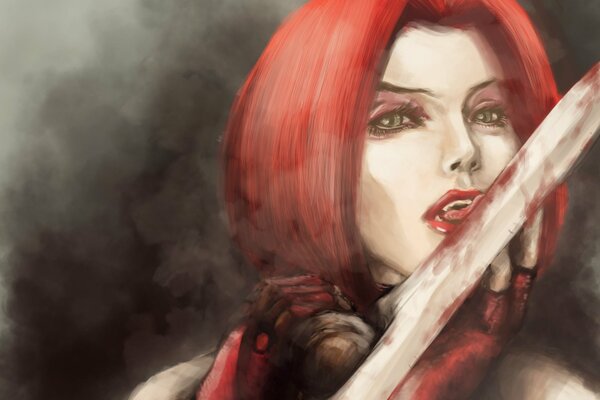 Art vampire look at red hair