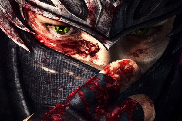 Лицо ниндзя в крови из игры ninja garden 3
