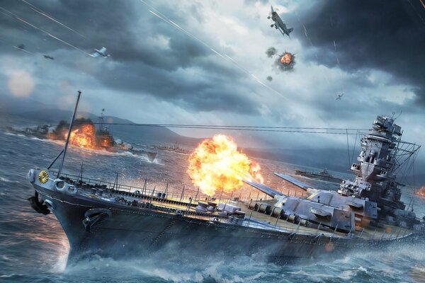 Defeat the ship from the game world warships