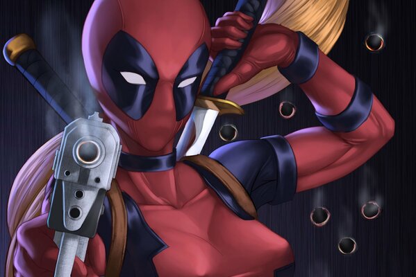 La chica de Deadpool con una daga y una pistola