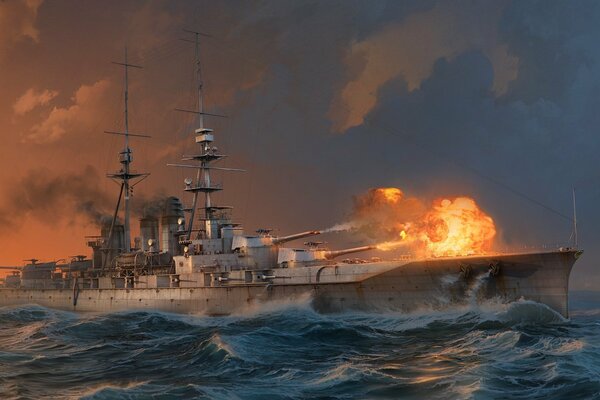 Art with a warship from world of warships