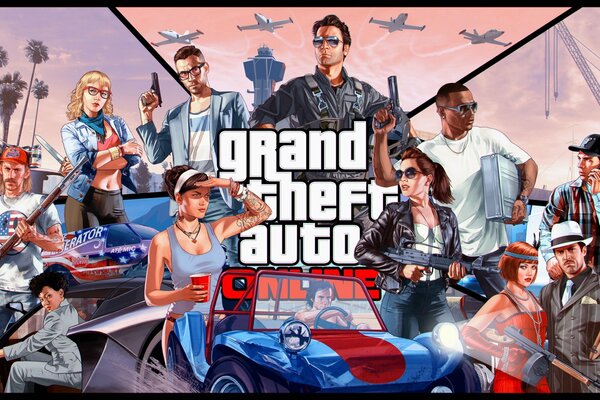 Online-Spiel Grand Theft Auto mit allen Charakteren