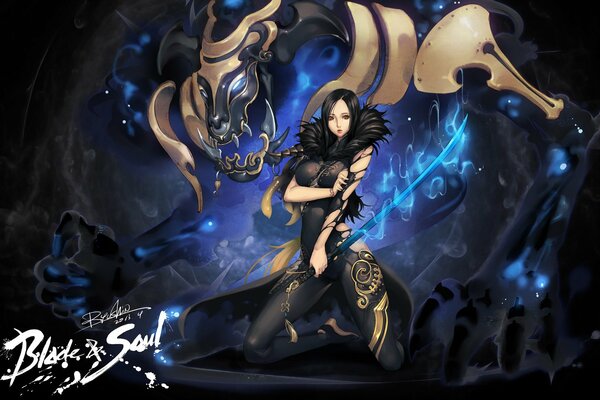 The girl with the sword from the game Blade and Soul 