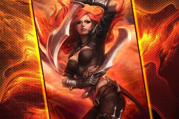 Katarina de League of Legends en una pose espectacular