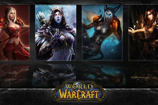 Четыре воинственные героини из игры world of warcraft