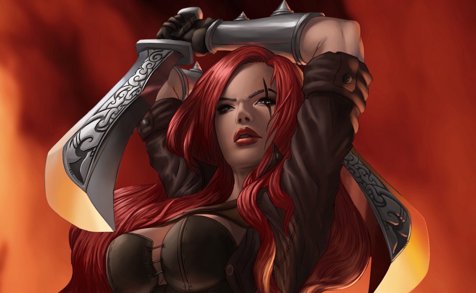 katarina league of legends ragazza sciabola arma