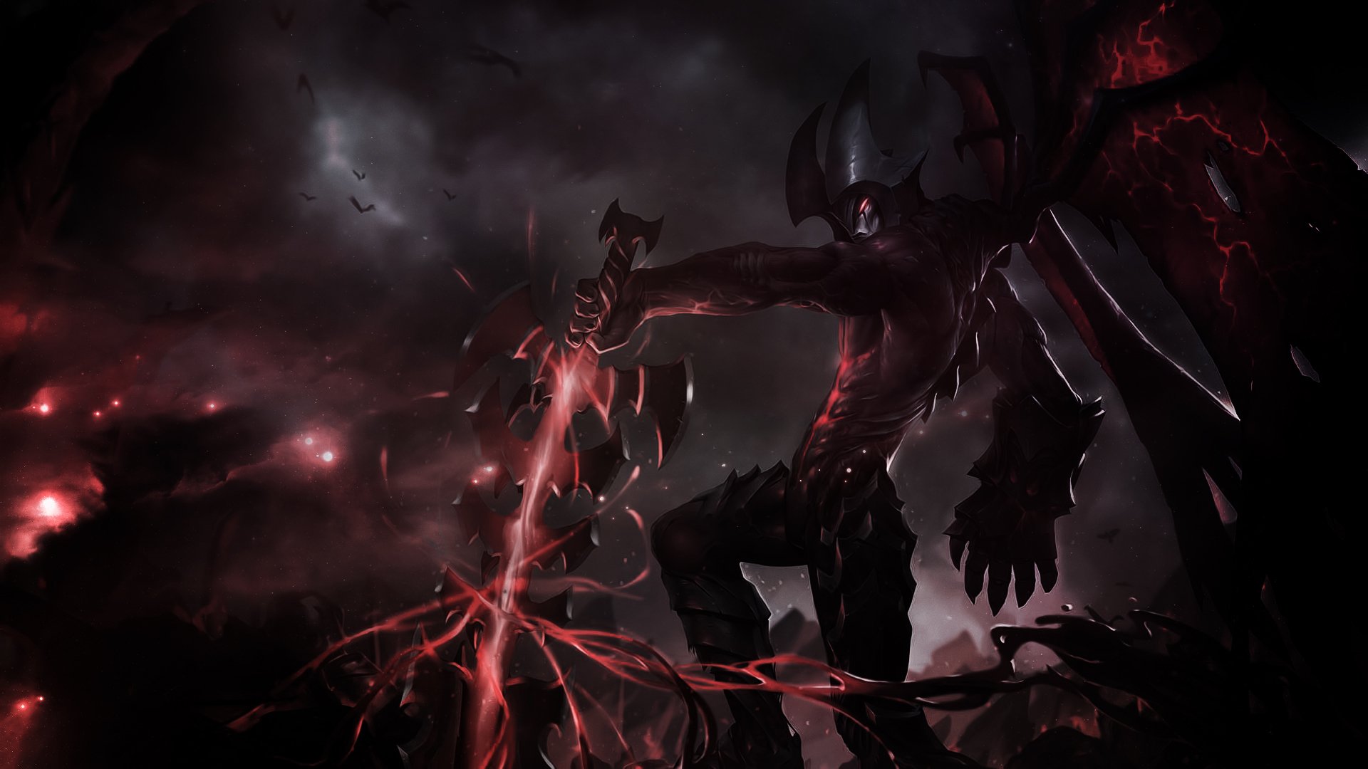 arte liga de leyendas aatrox mosntr espada grietas alas oscuro magia