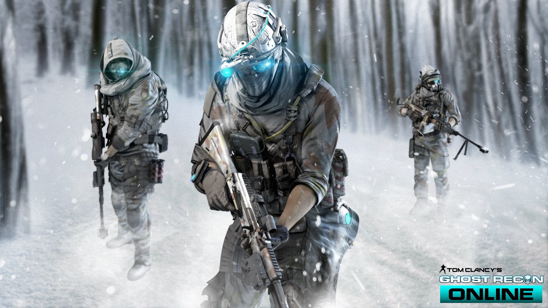 tom clancy ghost recon online dlc pack arctique soldats combattants équipe spéciale fantômes gilet pare-balles arme hologramme forêt neige capot blizzard logo ubisoft singapore ubisoft entertainment