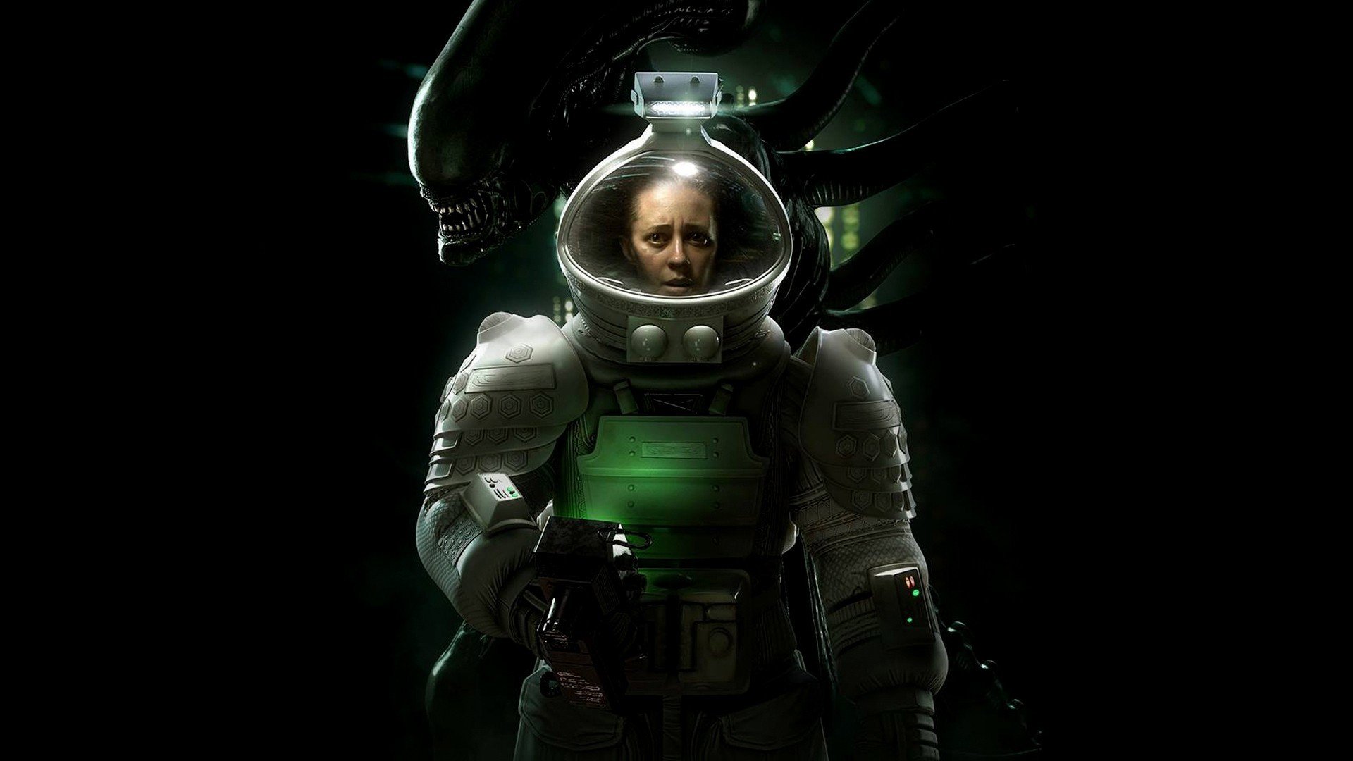 alien: isolation creative assembly sega alien alien alien monster monster xenomorph ps4 xbox one dziewczyna skafander urządzenie światło spojrzenie sytuacja łowca