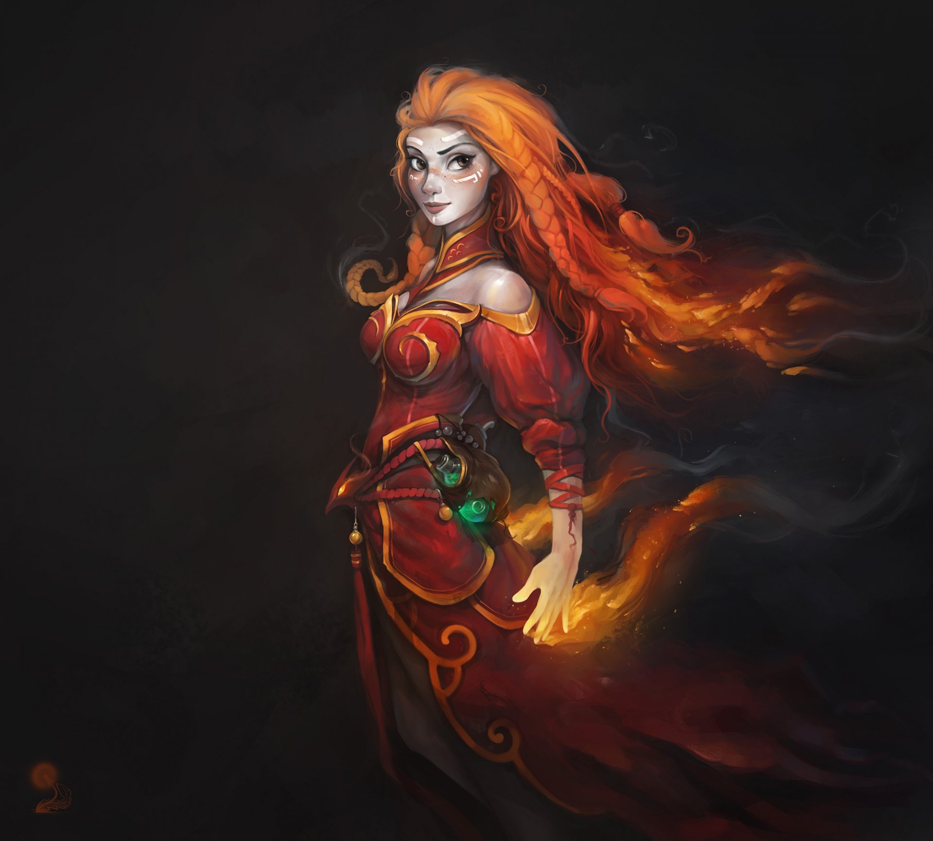 protección de los antiguos dota lina inversa chica magia llama chispas