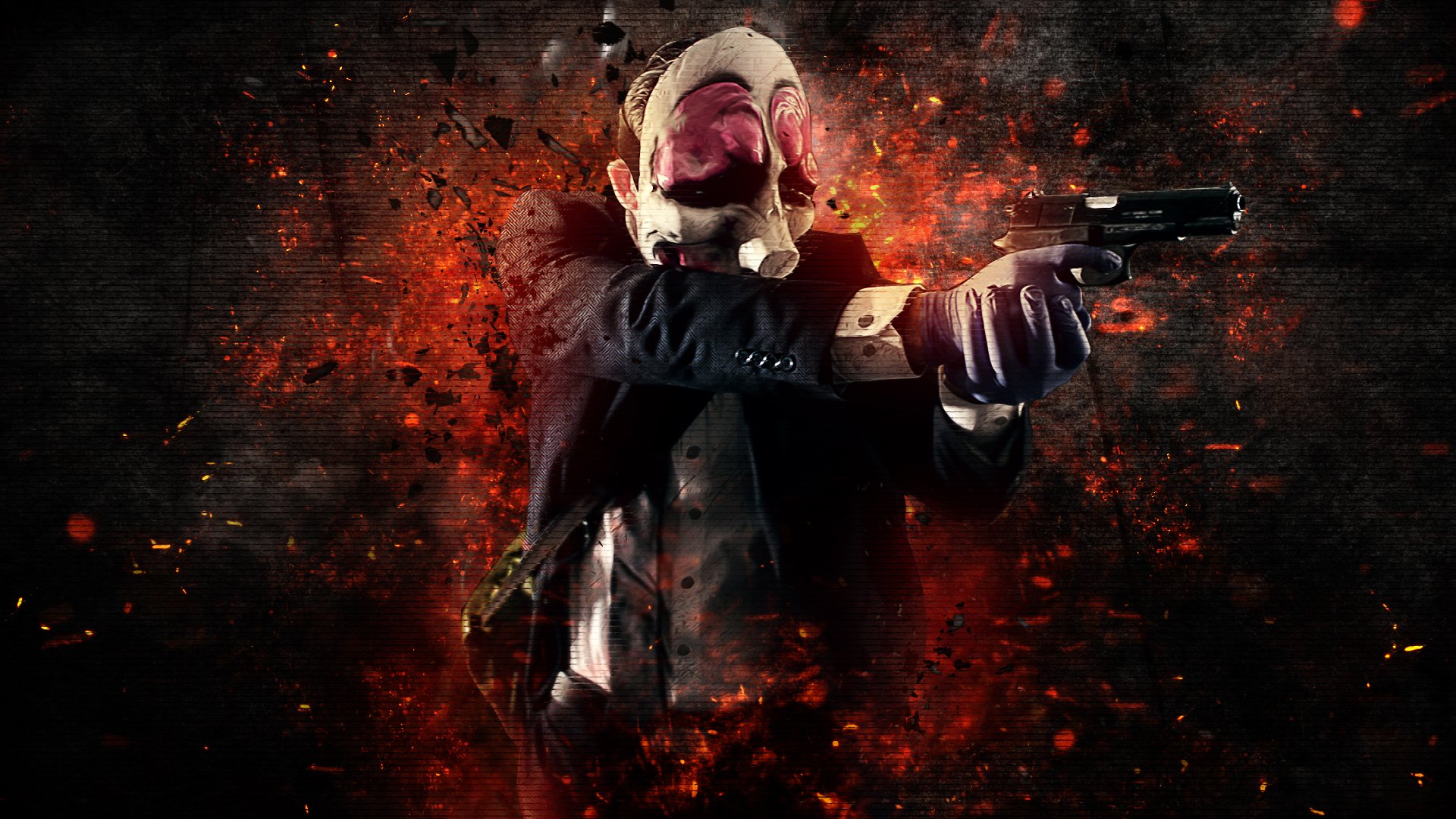 payday: the heist hoxton masque colt m1911 pistolet arme argent vol de banque logiciel overkill jeux vidéo fond