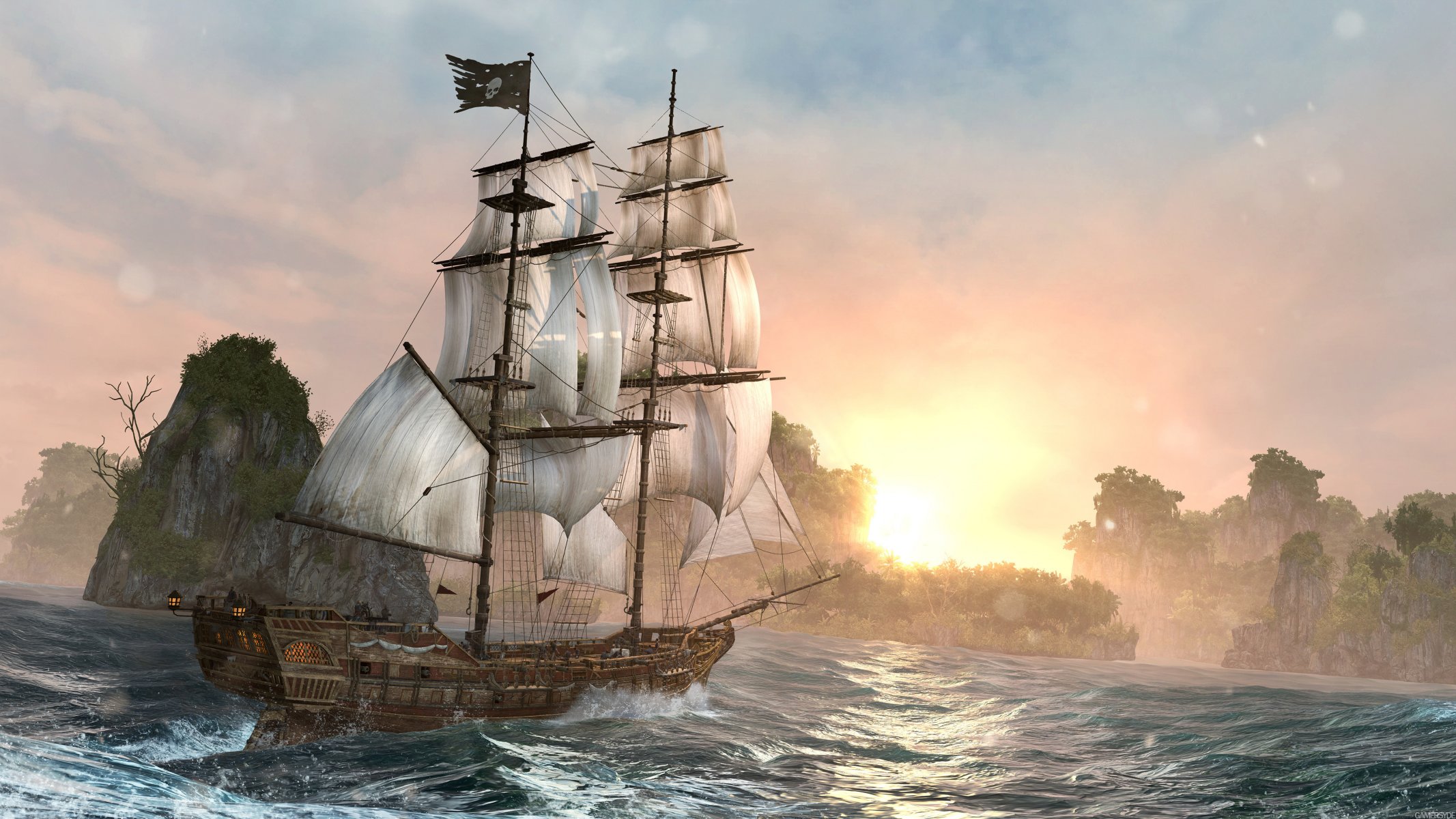 assassin s creed iv black flag island night ship