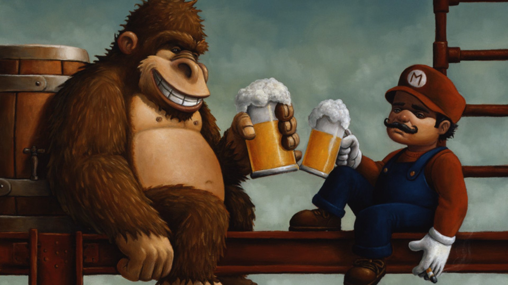 donkey kong mario bier fass