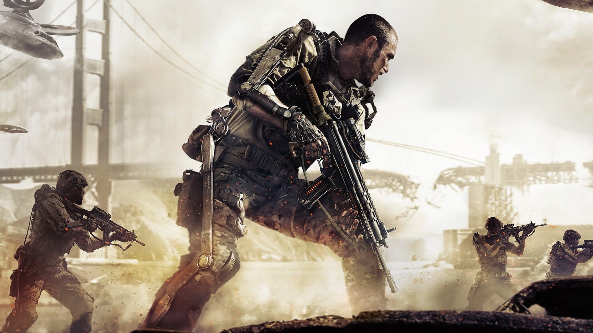 call of duty: advanced warfare activision sledgehammer games men military industrial complex exoskeleton bridge