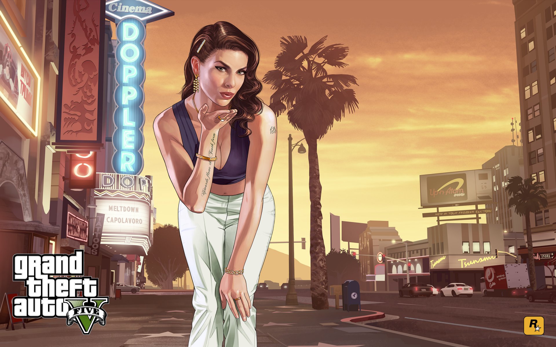 grand theft auto 5 gta ragazza vista arte città los santos centro strada