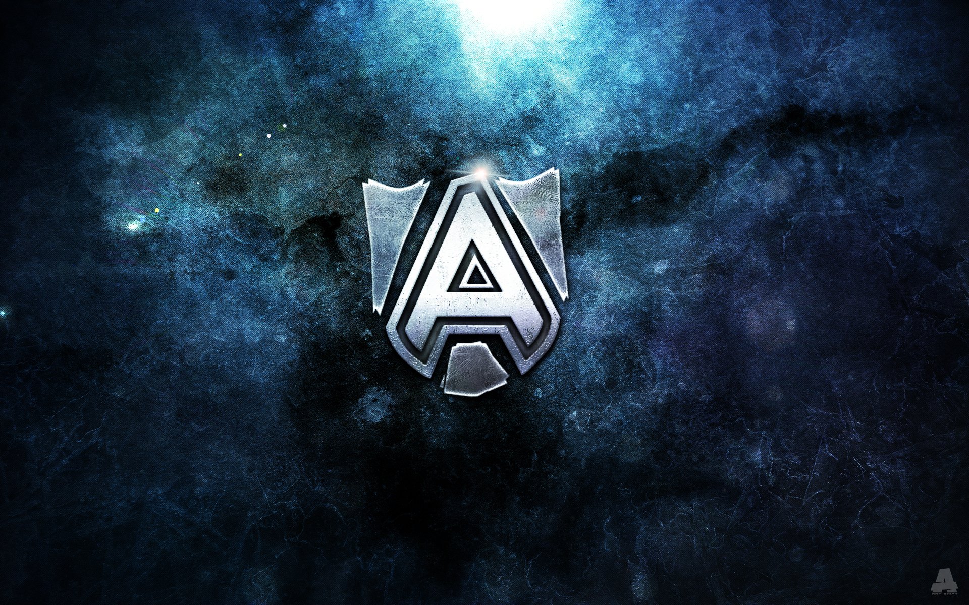 equipo esports alianza dota 2 textura piedra roca metal logotipo azul cambio de arte