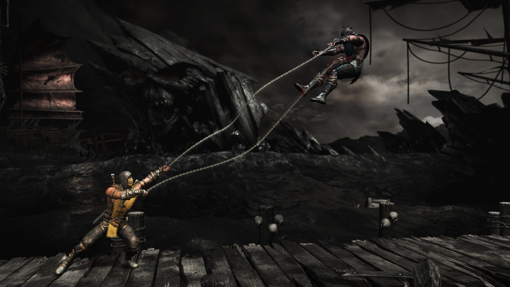 mortal kombat x scorpion sub-zero harpons combat arène