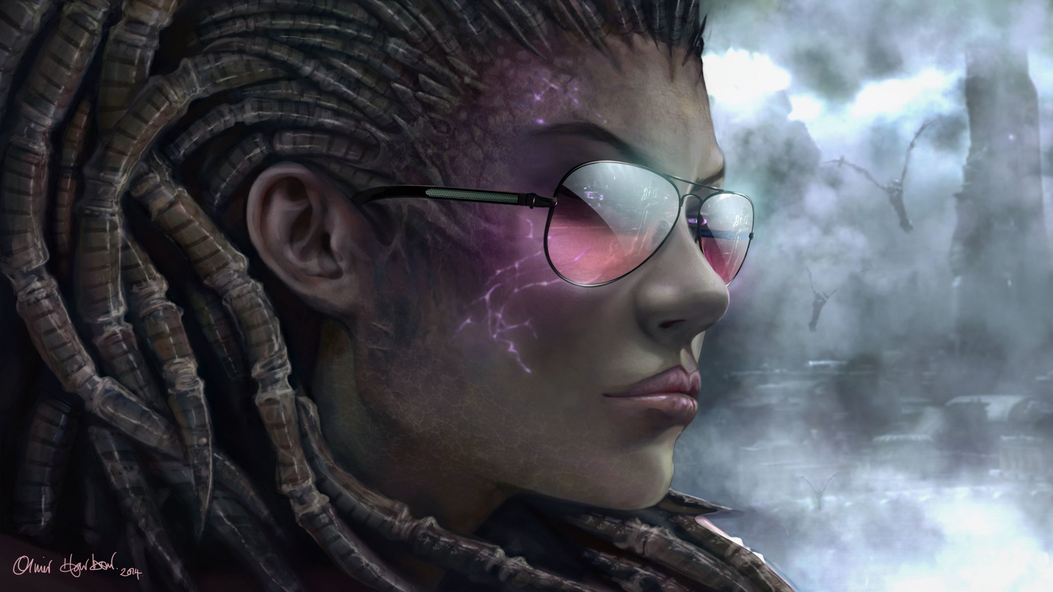 tarcraft 2 reinas de cuchillas sarah kerrigan chica cara gafas