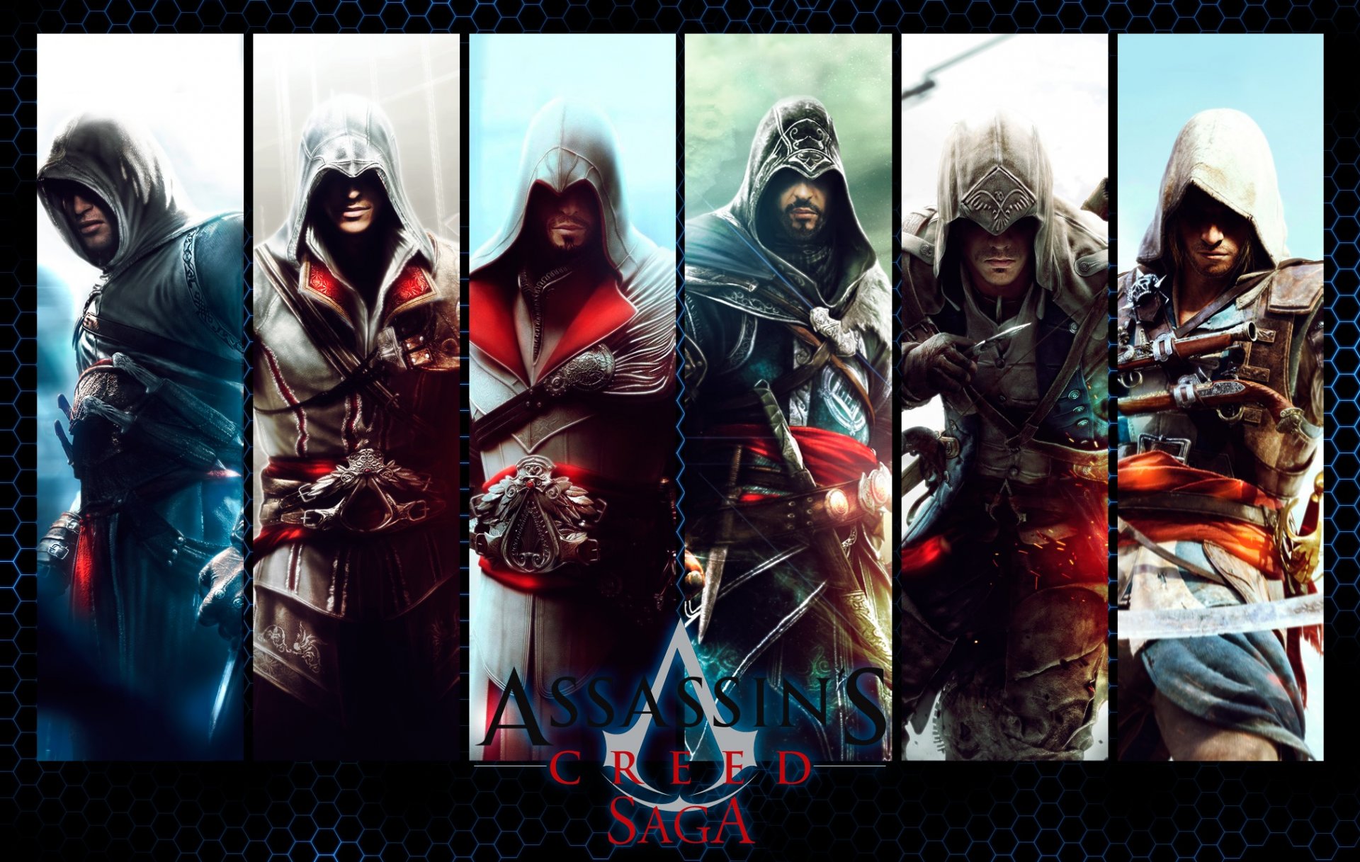 assassin creed jeu personnages collage inscription