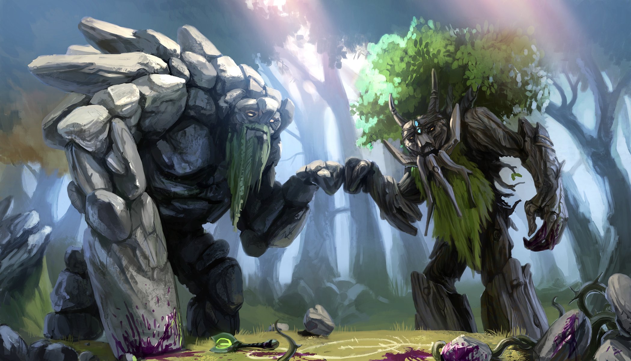 trent dota 2 arbre forêt géants minuscule golem