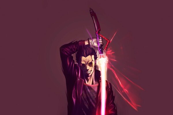 Art Screensaver sul desktop eroe con la spada
