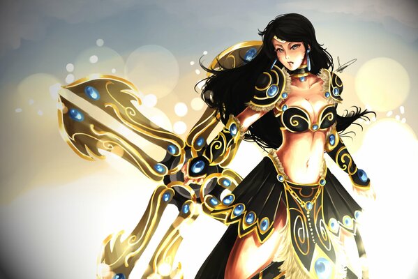 The girl in the golden armor from the League of Legends