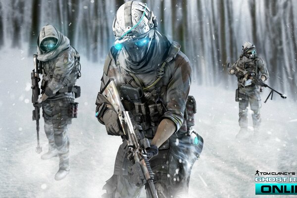 Special squad in the snowy forest from the game