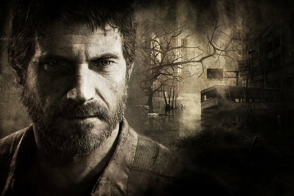 The game bearded Joel is the last of us a survivor with a look into the dark with a reflection on the future