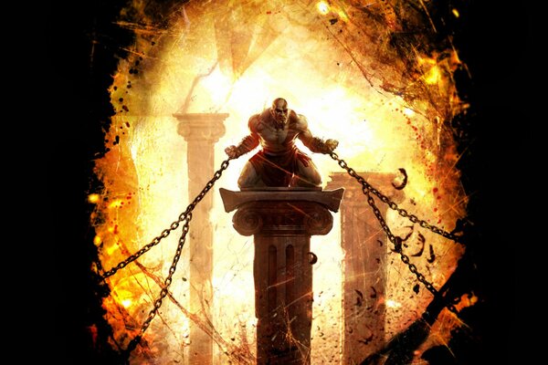 God of War Кратос закованный в цепях