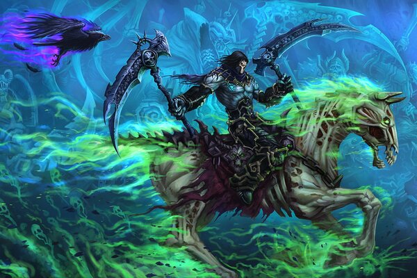 Desktop wallpapers darksiders on horseback with weapons