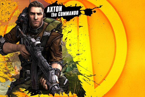 A man with a gun on the borderlands 2 logo