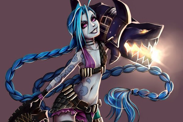 Jinx mit einem Hai aus der League of Legends