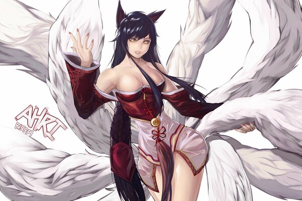 La mirada del zorro ahri de League of Legends