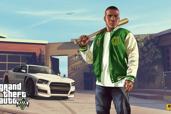 The game grant ze auto man on the background of a car