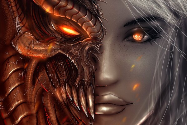 La chica de diablo 3 imagen de un demonio y un ángel en una sola persona