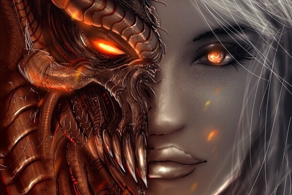 Девушка из diablo 3 изображение демона и ангела в одном лице
