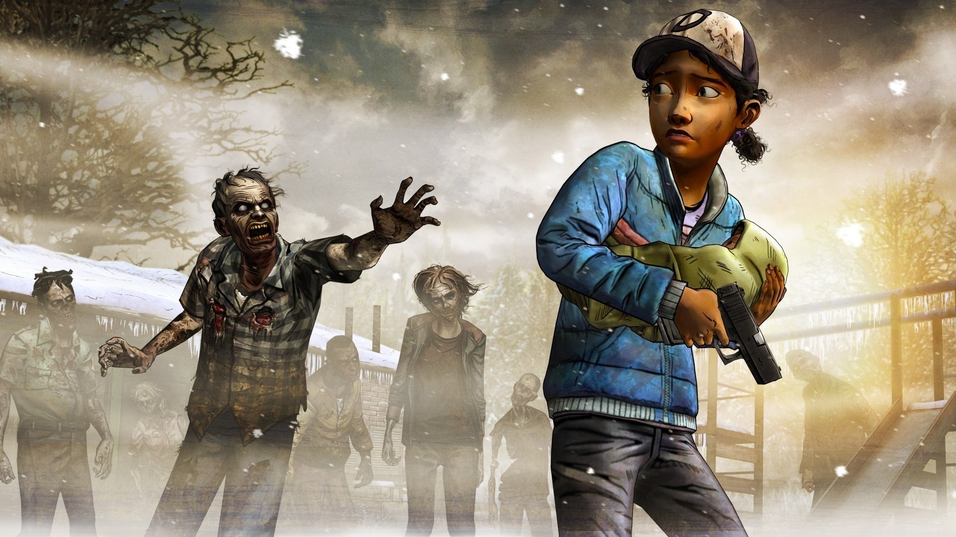 the walking dead: saison 2 telltale games série de jeux fidèles zombies survivants situation arme regard clémentine épisode 5