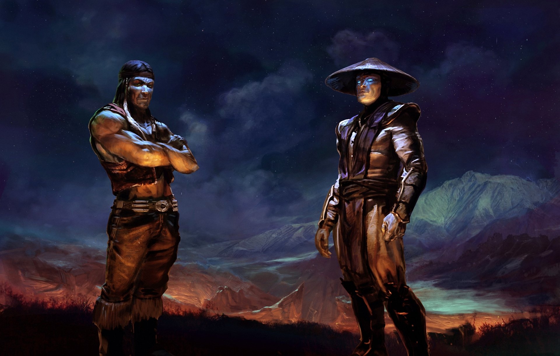 arte raiden mortal kombat nightwolf hombres montañas sombrero