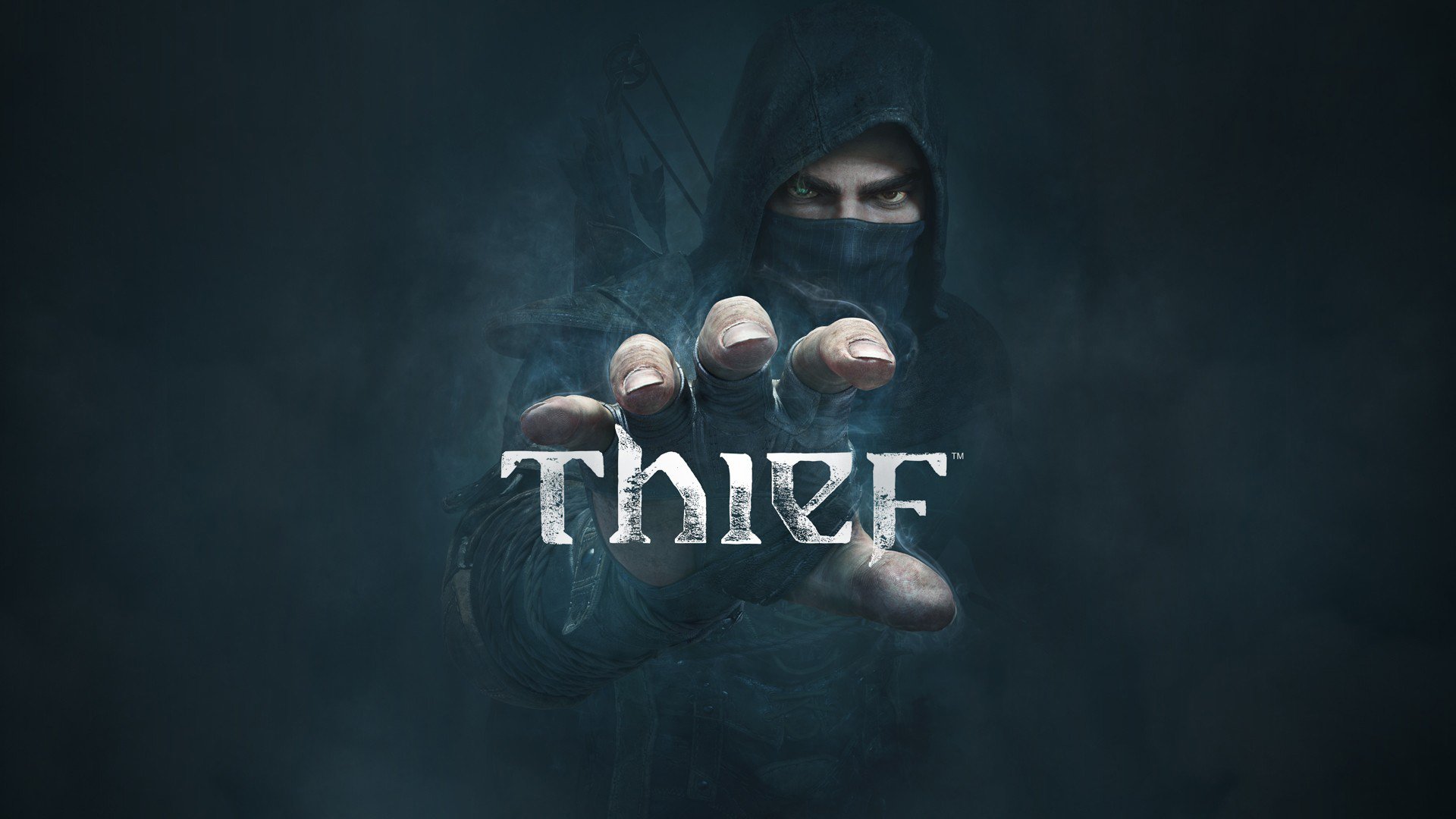 thief 2014 garrett garrett look hood arrows fog hand logo eidos montreal eidos interactive