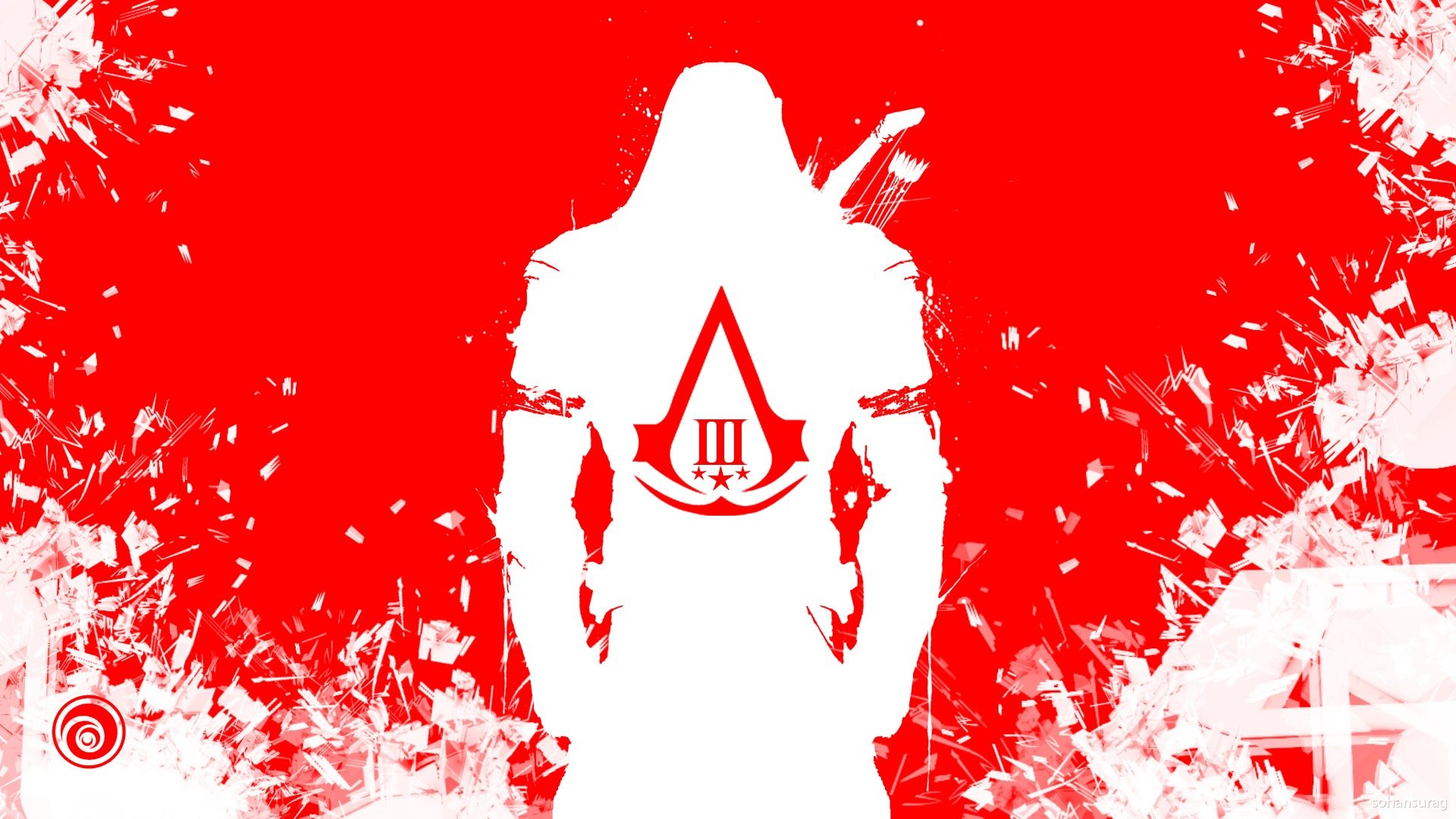 assassins creed 3 connor asesino rojo blanco ubisoft escudo de armas fragmentos