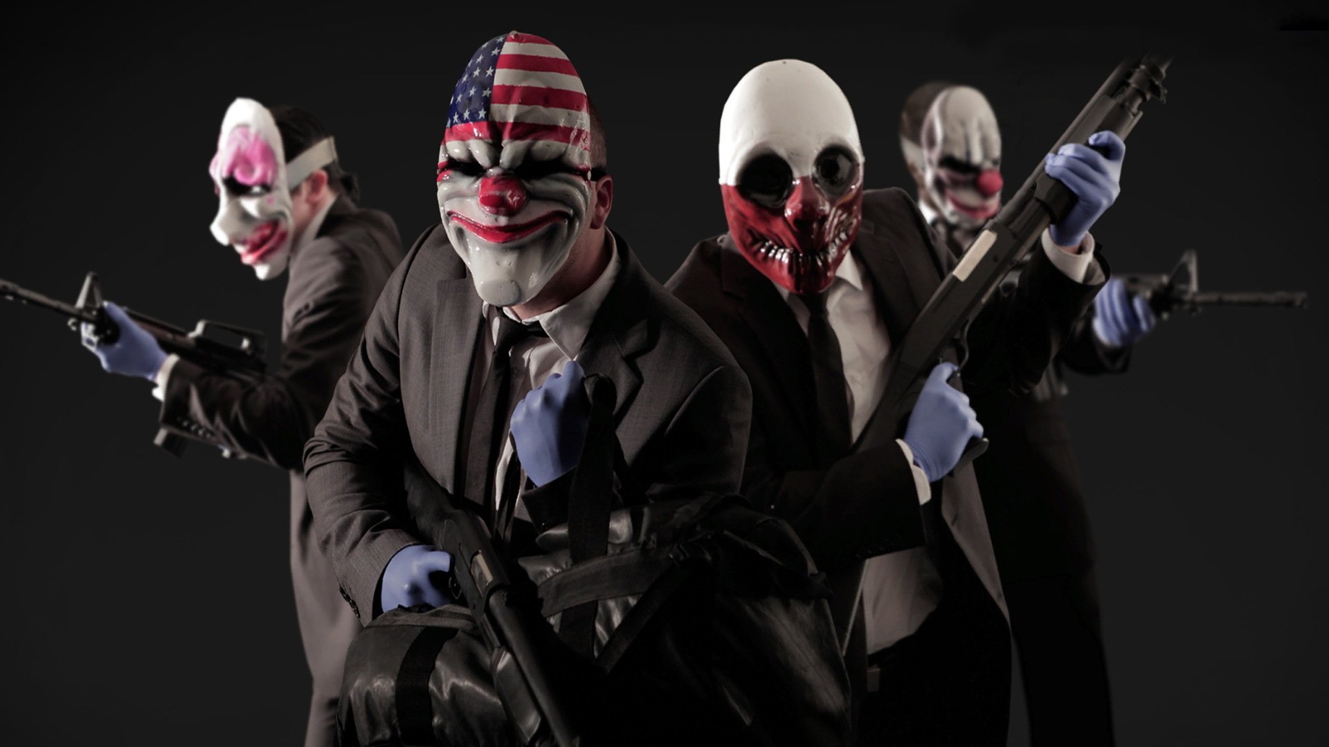 payday 2 грабители игры маски клоуны оружие