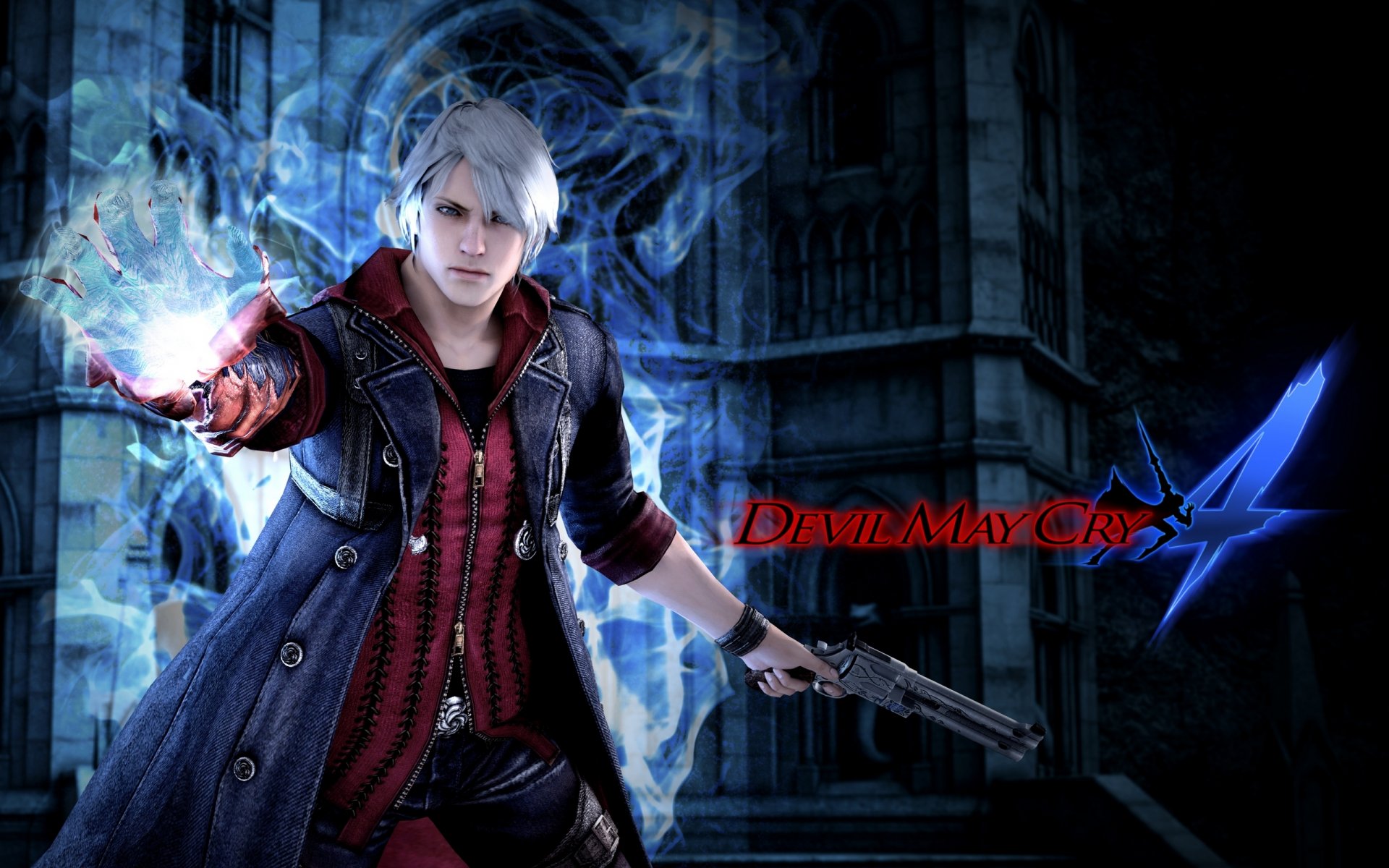 devil may cry 4 dmc 4 wallpaper spiel ceriselightning fanart nero pistole blaue rose teufel bringen nero revolver blaue rose hand