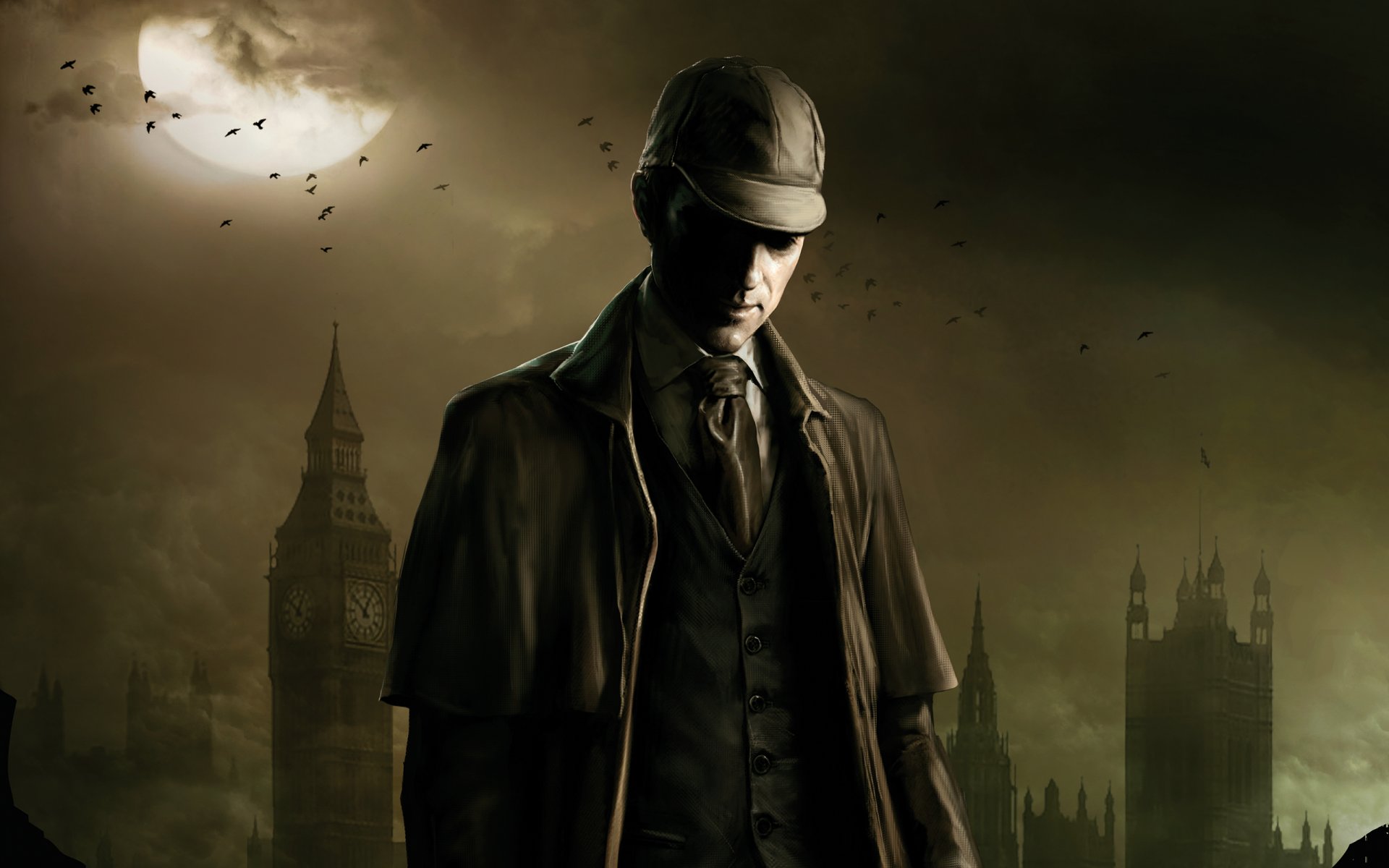 testamento di sherlock holmes sherlock holmes luna londra big ben big ben mantello uccelli nuvole neogaf