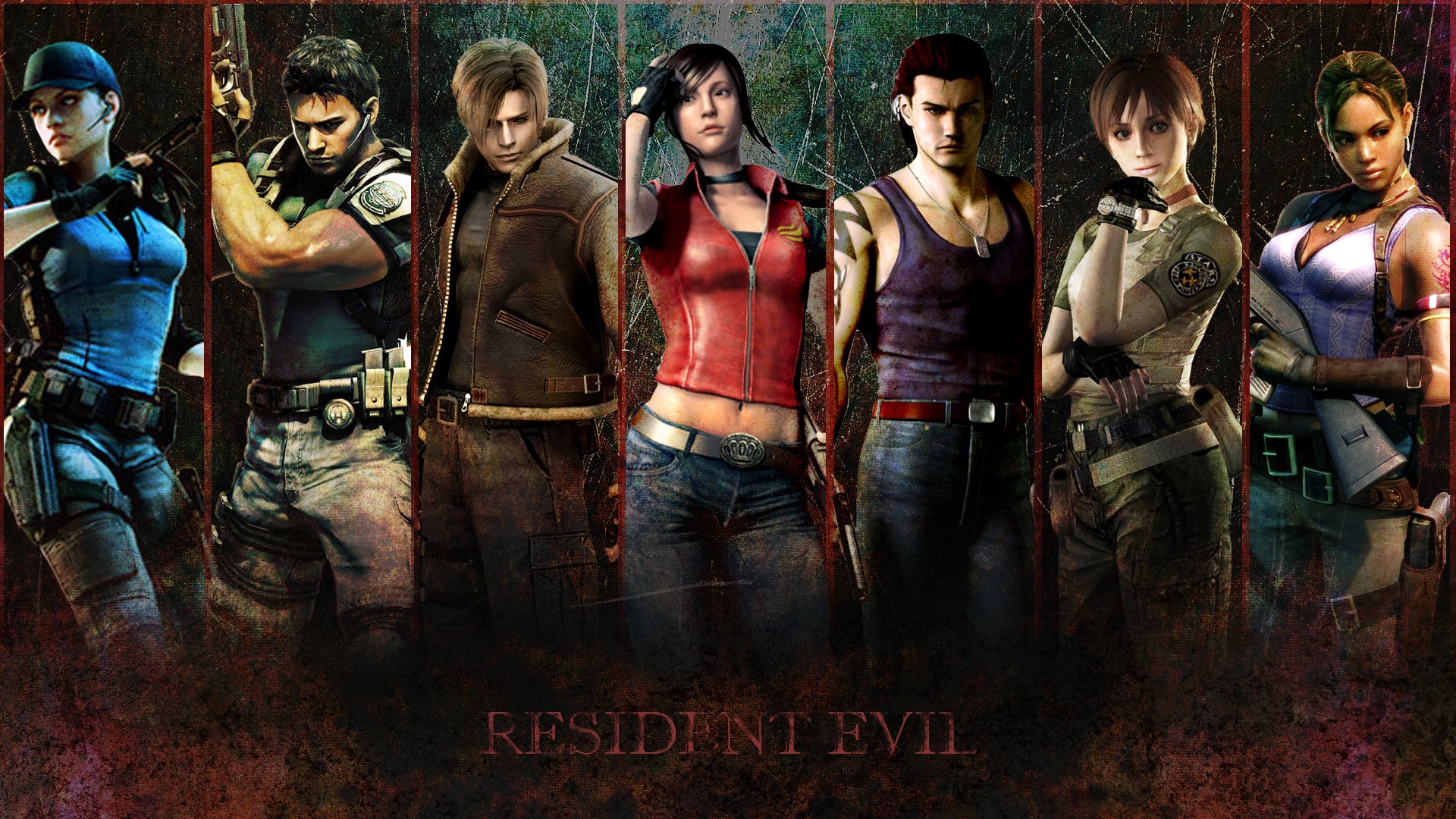 resident evil biológicamente peligrosos jill valentine chris redfield leon scott kennedy claire redfield billy cohen rebecca chambers sheva alomar