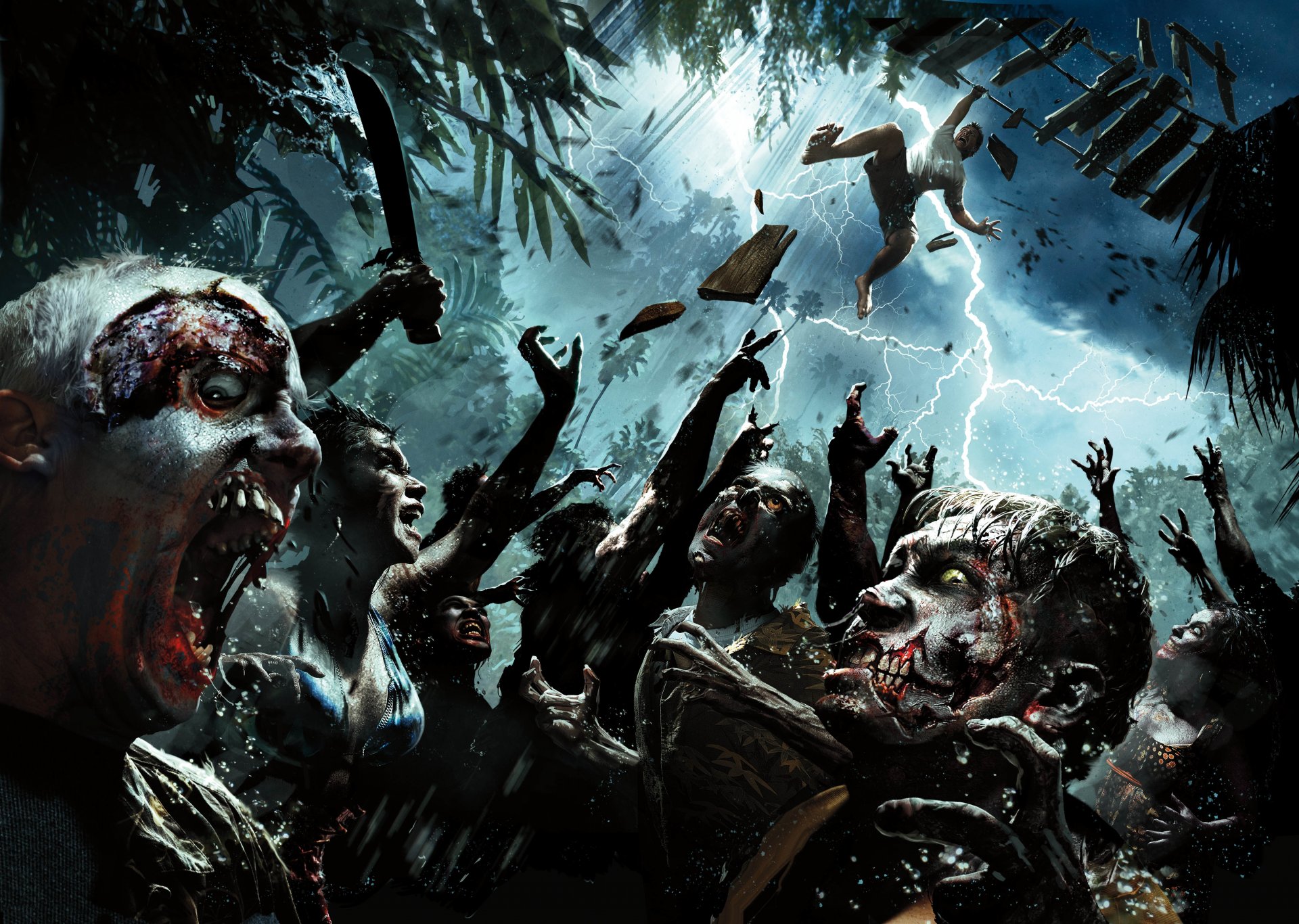 dead island: riptide zombie zwłoki wyspa palmy błyskawica strój kąpielowy krew upadek zęby neogaf deep silver