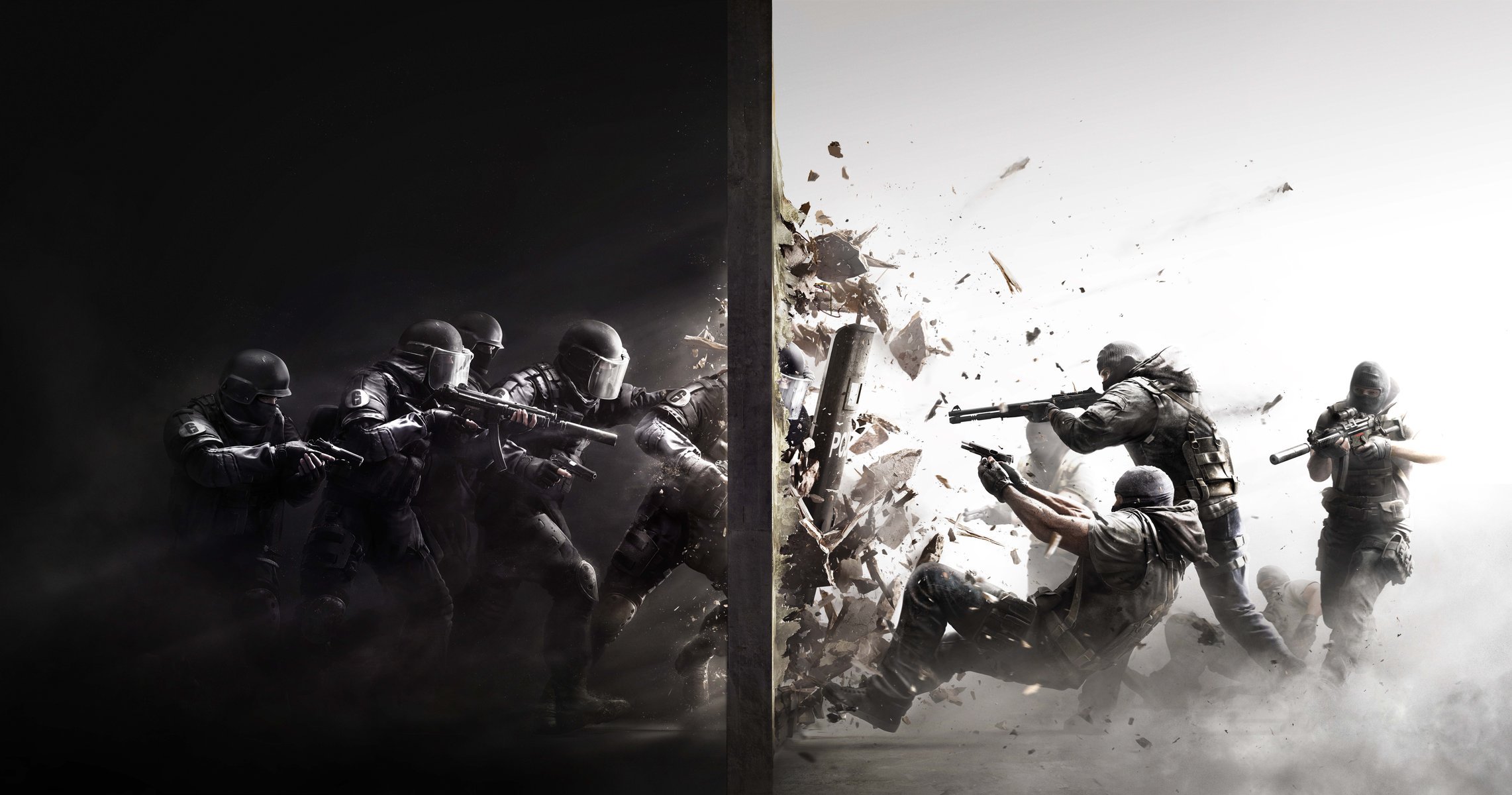 tom clancy s rainbow six: siege gra strzelec tapety hd multi-monitor szturm swat policja zbroja przełom strzelanie ściana tarcza amunicja broń ubisoft terroryści bandyci strzelba pistolet